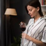 Woman with a glass of wine