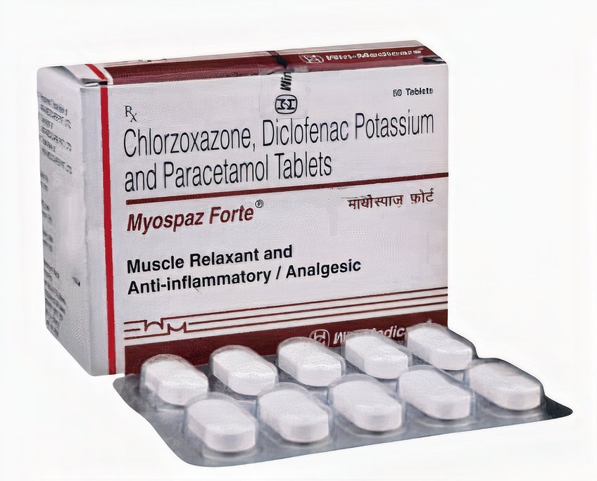 Myospaz Forte Tablet (Chlorzoxazone 500mg + Diclofenac 50mg + Paracetamol 325mg)