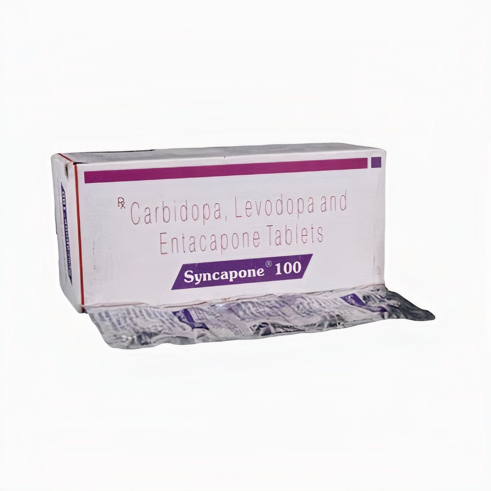 Syncapone 100 Tablet (Levodopa 100mg+ Carbidopa 25mg+ Entacapone 200mg))
